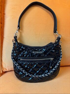 MZ Wallace Black Quilted Lacquer Mini Crosby Crossbody black